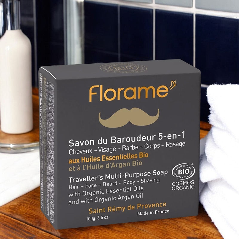 Florame - Savon du baroudeur 5 en 1 homme BIO cèdre & argan 100g