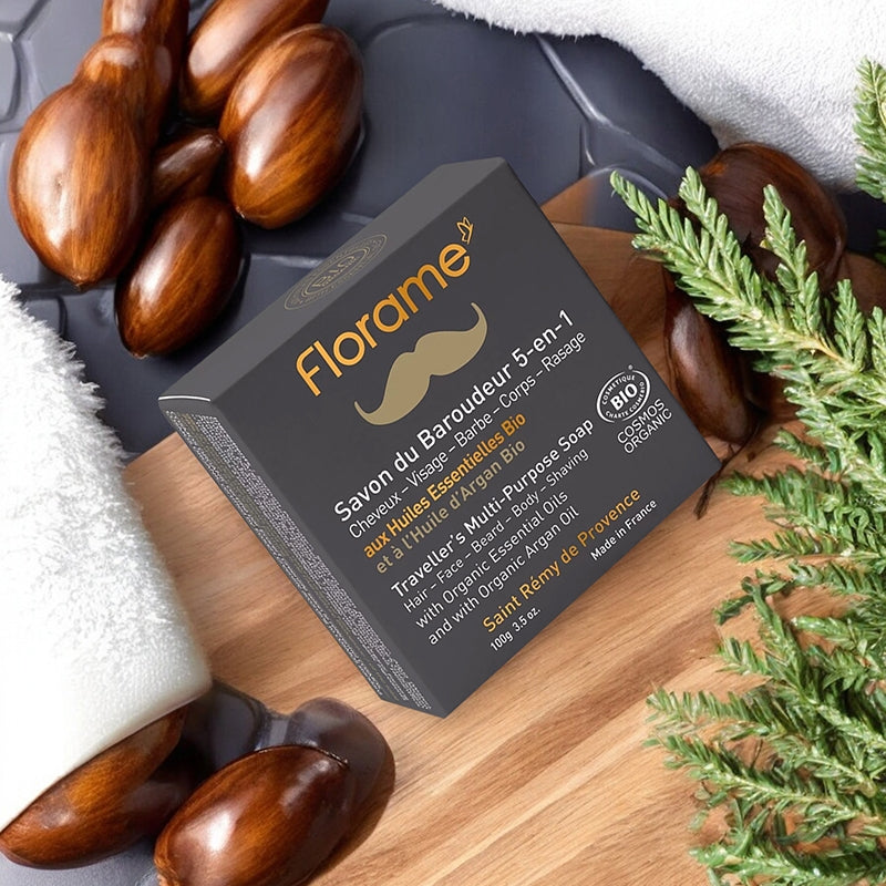 Florame - Savon du baroudeur 5 en 1 homme BIO cèdre & argan 100g