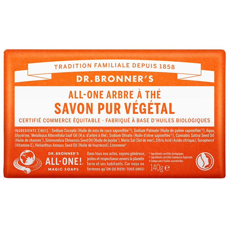 Dr. Bronner's - Savon pur BIO arbre à thé 140g