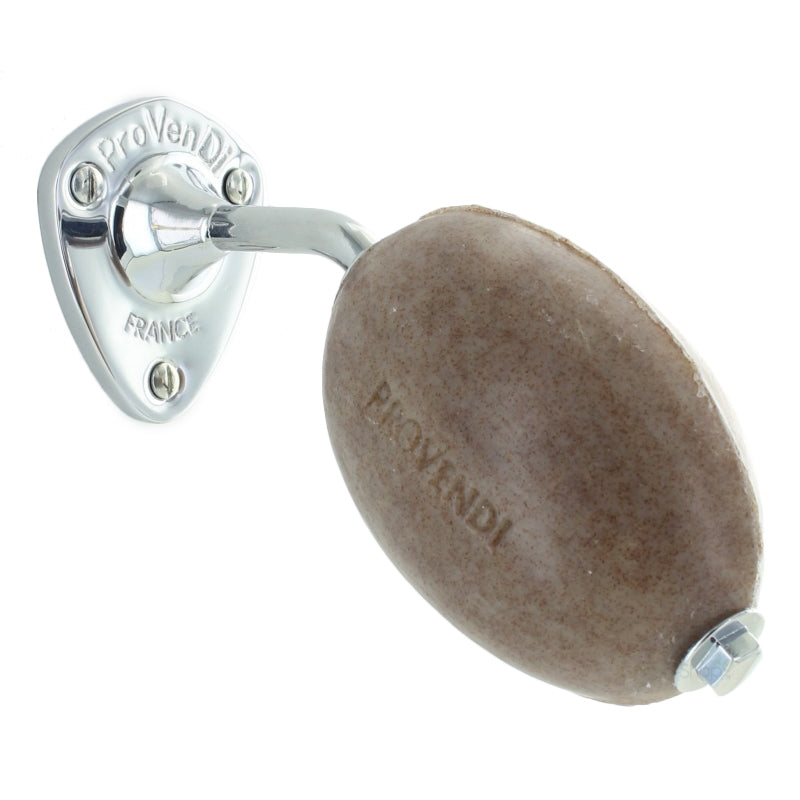 Savon rotatif marron glacé cèdre avec porte-savon chrome
