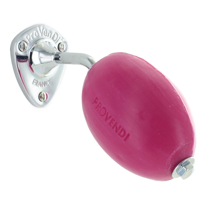 Savon rotatif rose avec porte-savon chrome