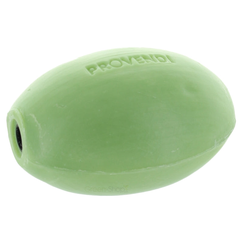 Savon rotatif vert verveine avec porte-savon chrome