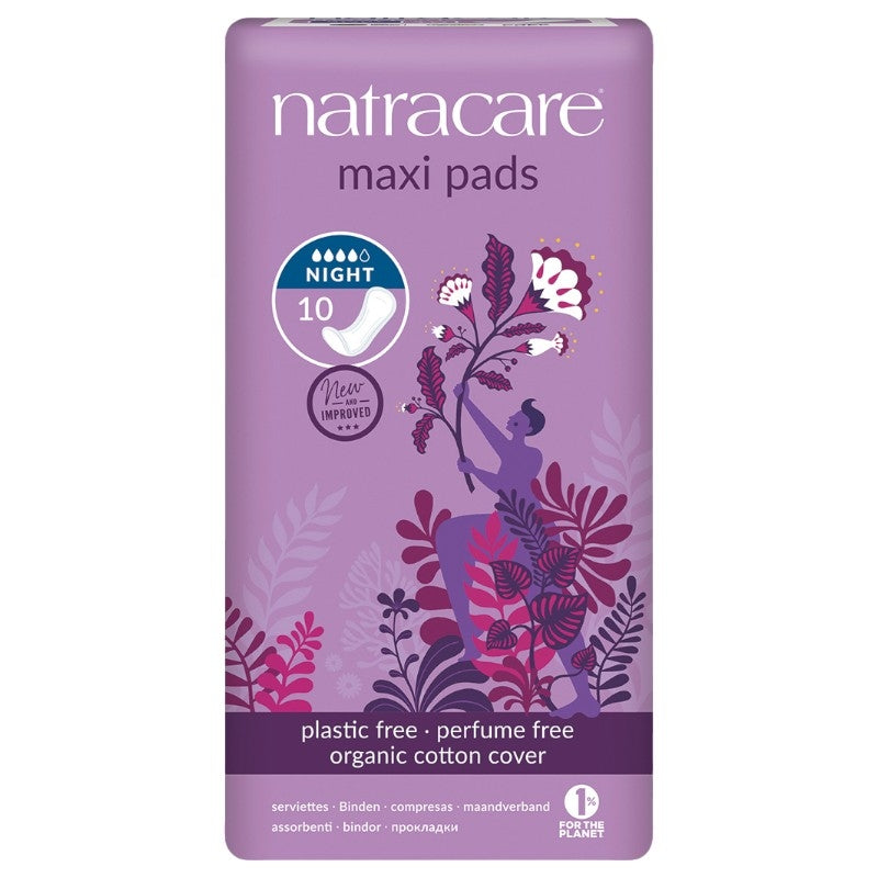 Serviettes hygiéniques bio longues de nuit flux fort Natracare - 10 pièces