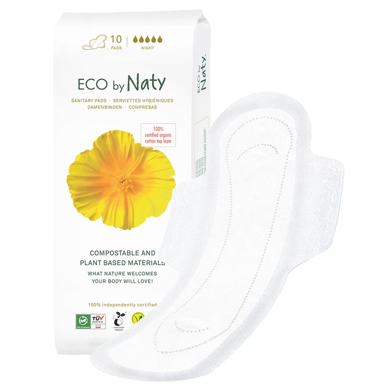 Serviettes hygiéniques bio Naty Nuit - flux très fort (10 pièces)