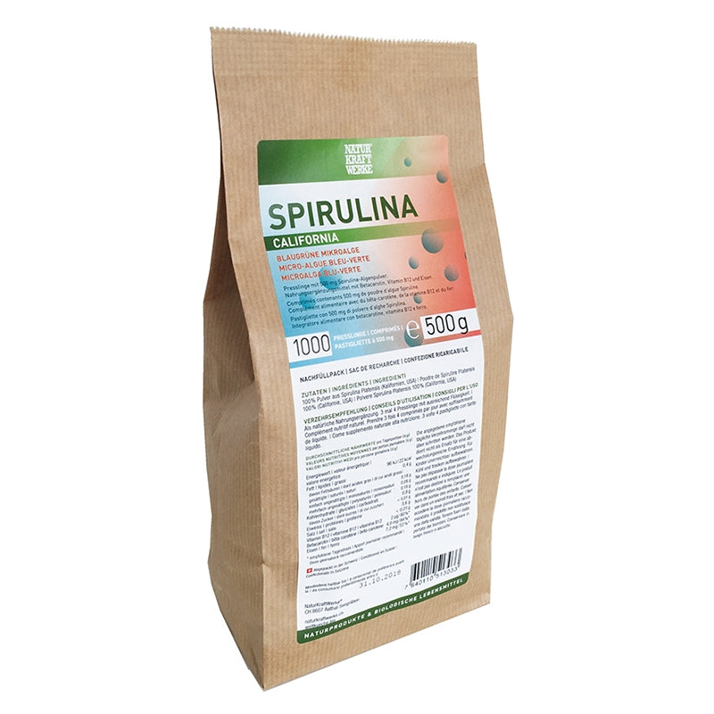 Spirulina California - 1000 Tabletten à 500 mg - NaturKraftWerke