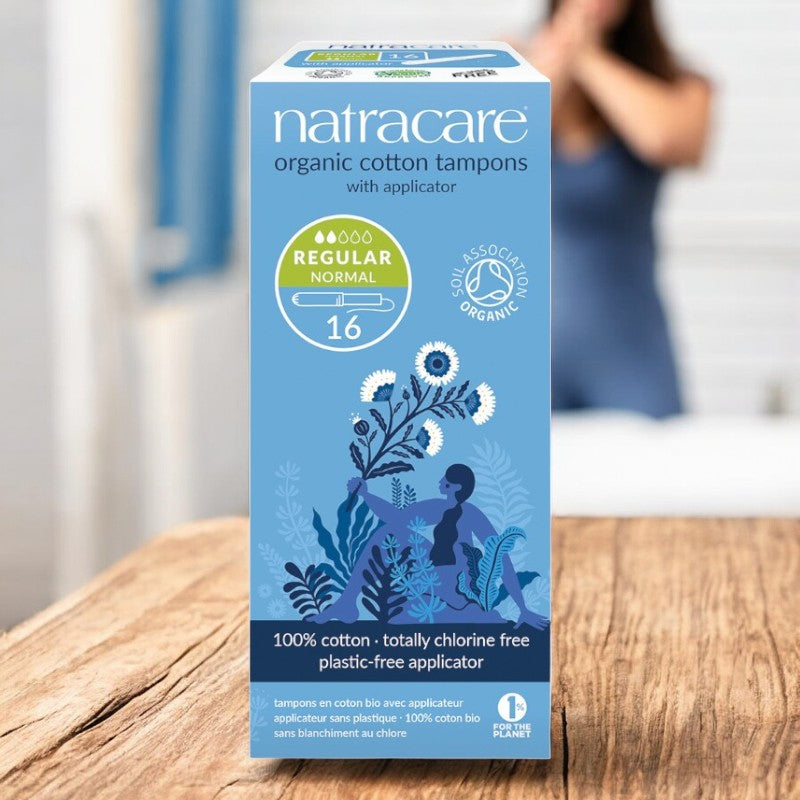 Bio-Tampons mit Karton-Applikator Regular leichte bis mittlere Blutung Natracare - 16 Stück