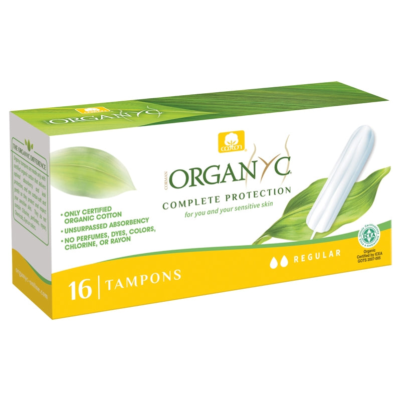 Tampons bio sans applicateur Regular flux léger à moyen Organyc - 16 pièces