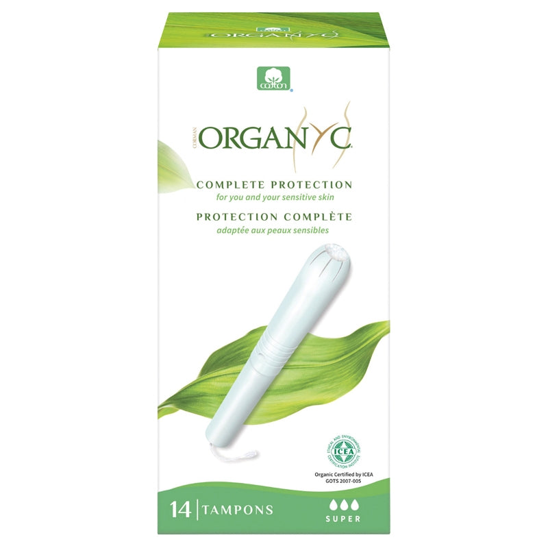 Tampons bio avec applicateur végétal Super flux moyen à fort Organyc - 14 pièces