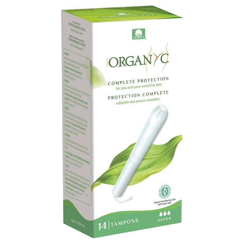 Tampons bio avec applicateur végétal Super flux moyen à fort Organyc - 14 pièces