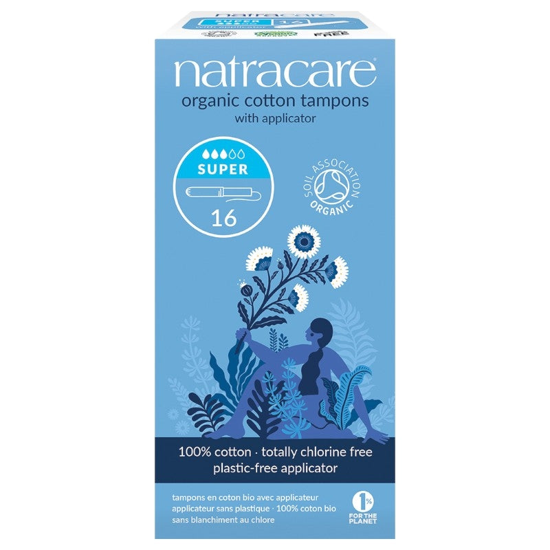 Tampons bio avec applicateur carton Super flux moyen à fort Natracare - 16 pièces