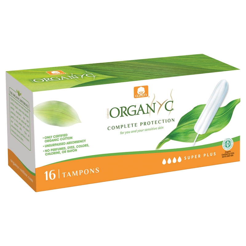Tampons bio sans applicateur Super plus flux fort Organyc - 16 pièces