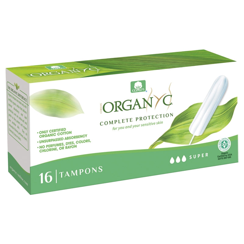 Tampons bio sans applicateur Super flux moyen à fort Organyc - 16 pièces