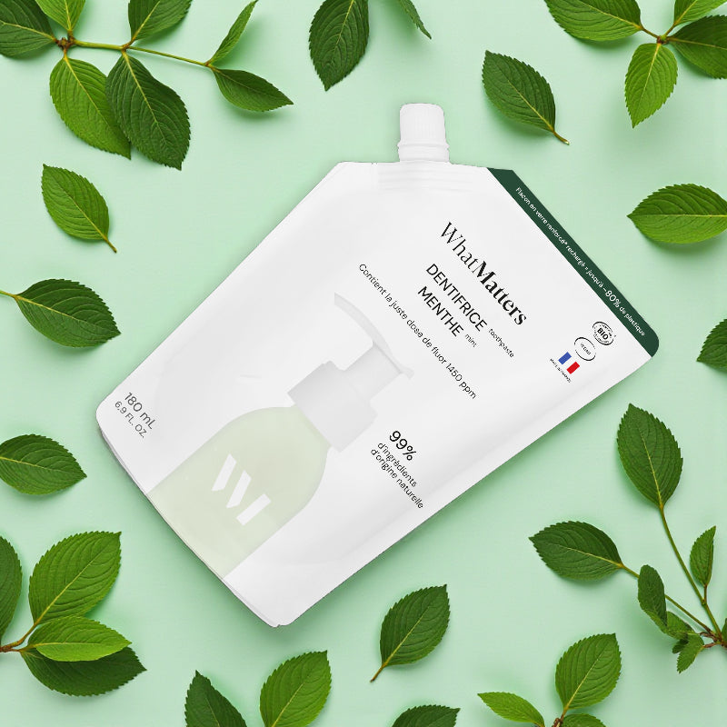 Éco-recharge dentifrice BIO menthe avec fluor - 180ml - What Matters