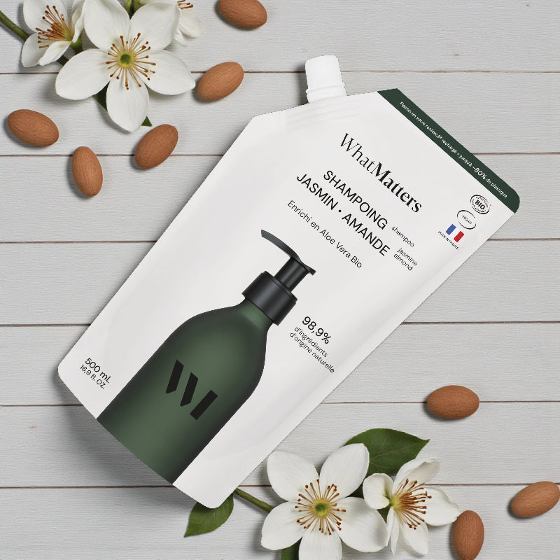 Éco-recharge shampooing BIO jasmin & amande - 500ml - What Matters
